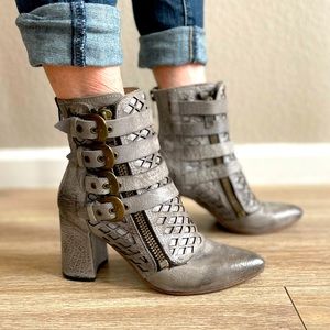 Freebird Grey Boots with Buckles & Zippers Size 8